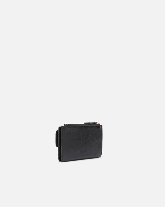 Compact small wallet in shiny leather with logo