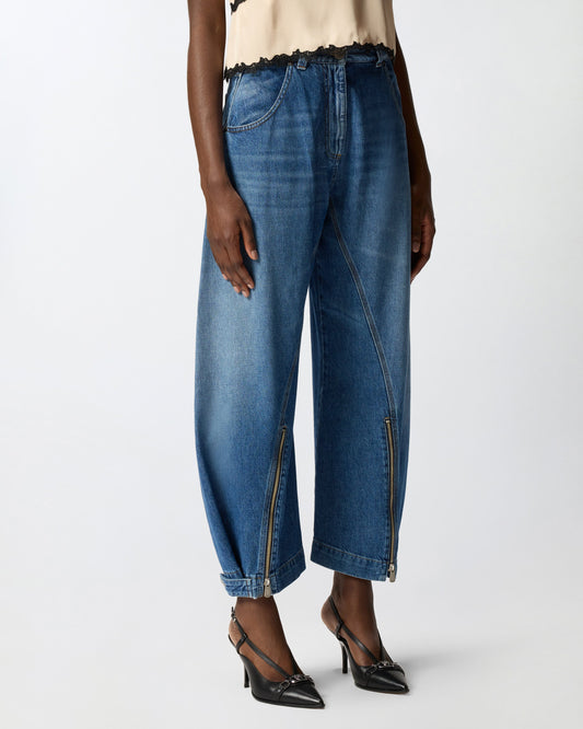 Balloon-fit jeans with zip