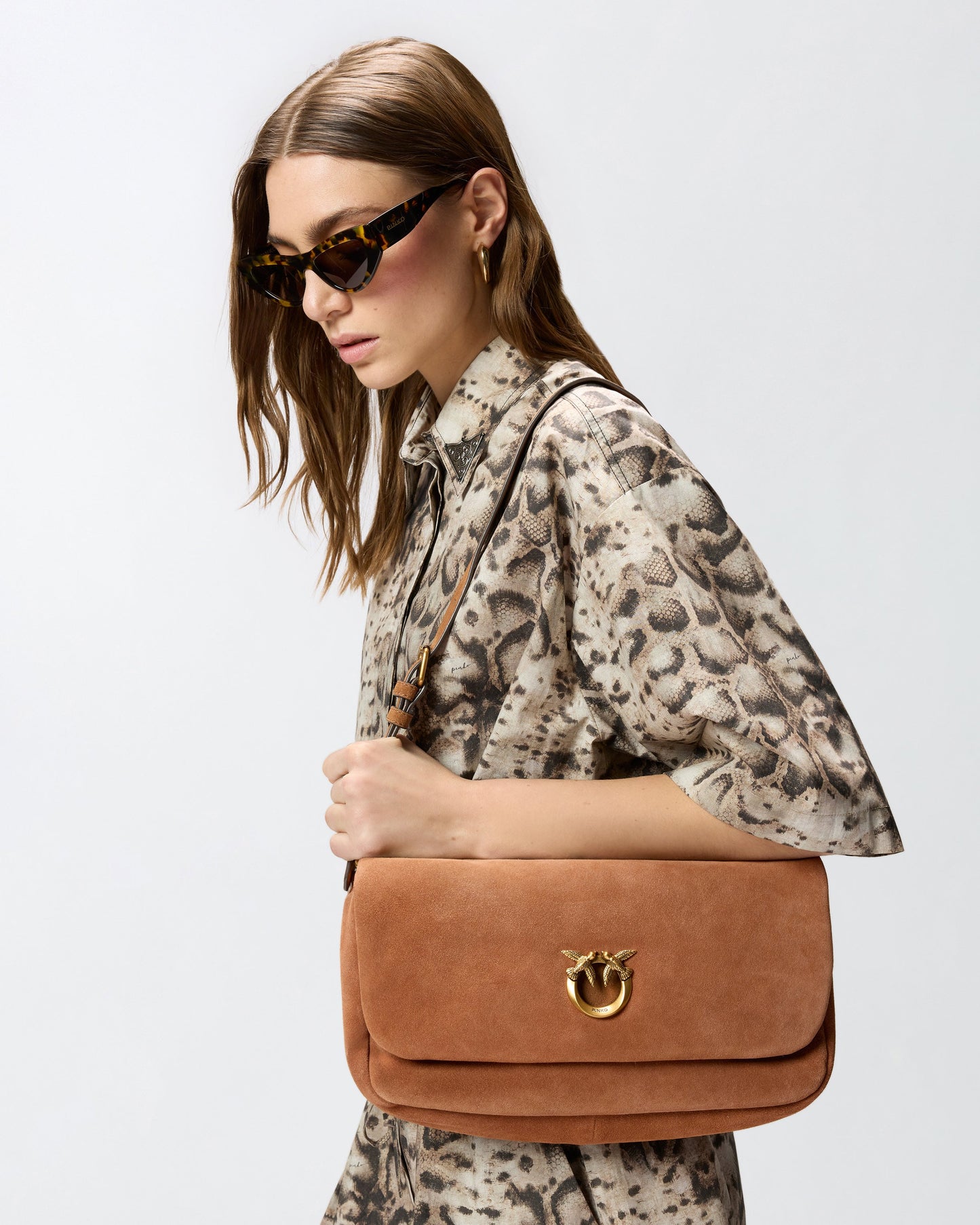 Love Bag Click Soft Horizontal Handle medium crossbody bag in suede