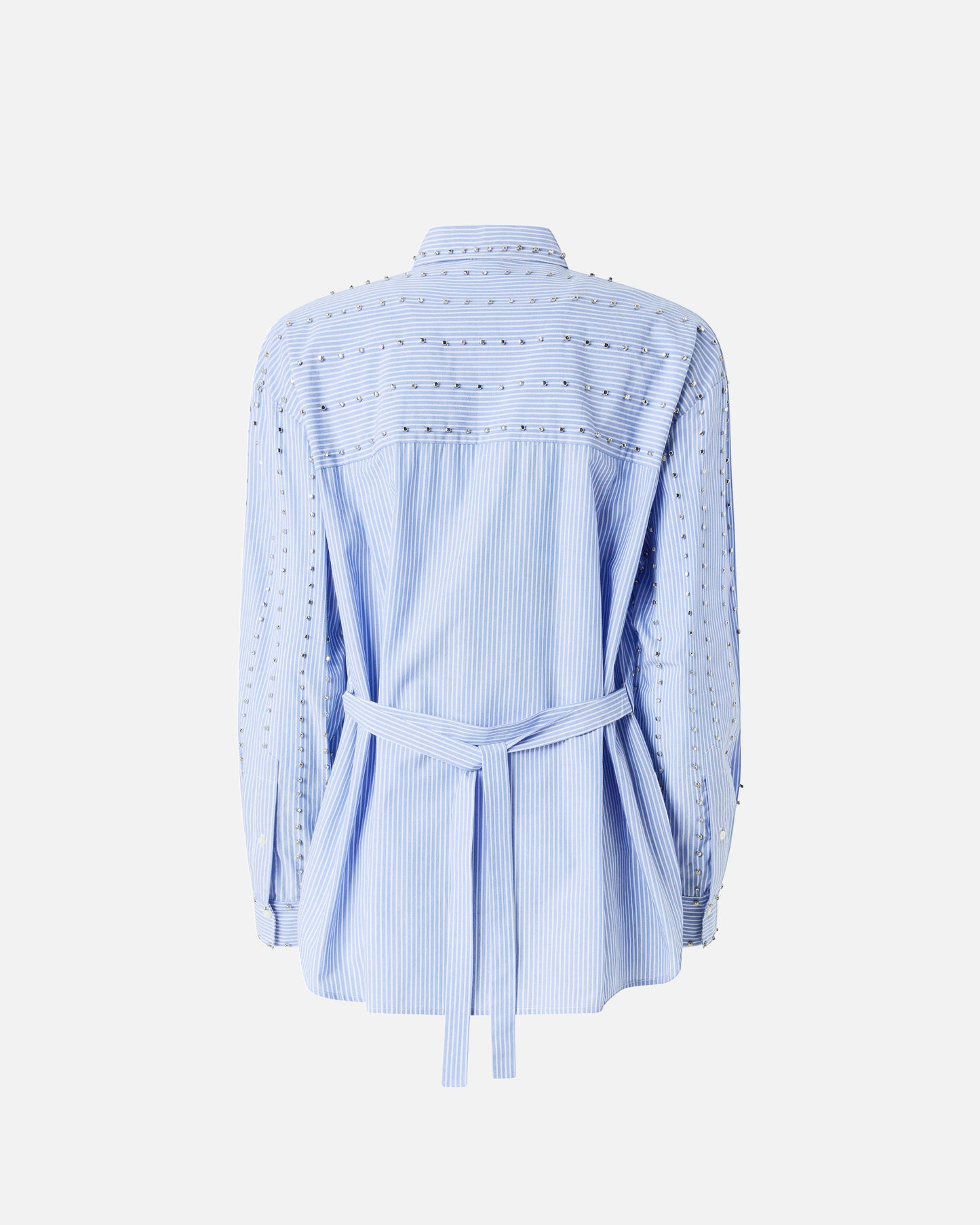 Striped shirt with jewel embellishment