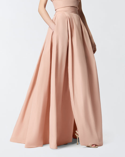 Long wrap skirt with bow