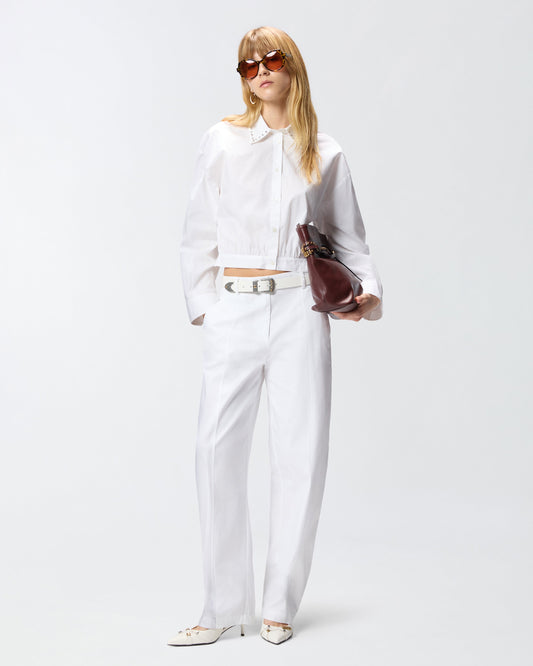 Cropped shirt with jewel collar