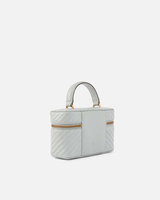 Small beauty case with shoulder strap in chevron nappa