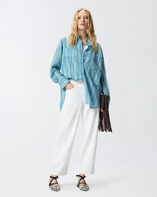 Striped cotton shirt with pockets