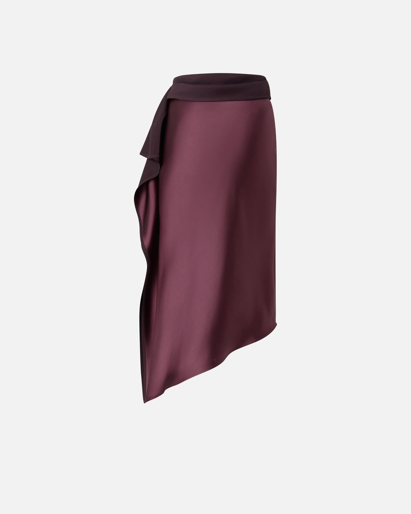 Asymmetric pencil skirt in satin