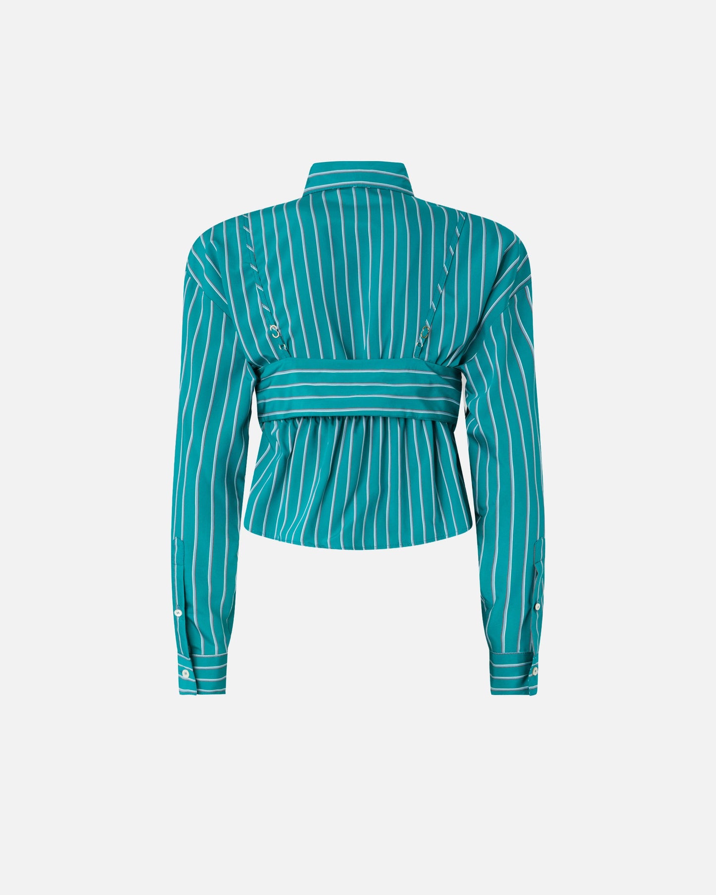 Striped cropped shirt with bow