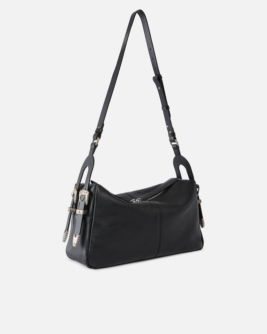 Keeper Bag medium shoulder bag in new biker leather