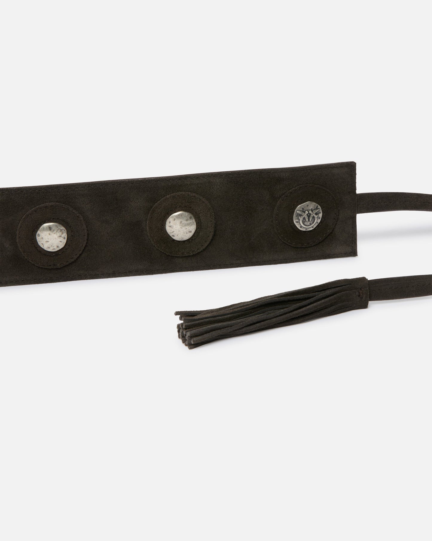 Leather belt with studs, 6 cm