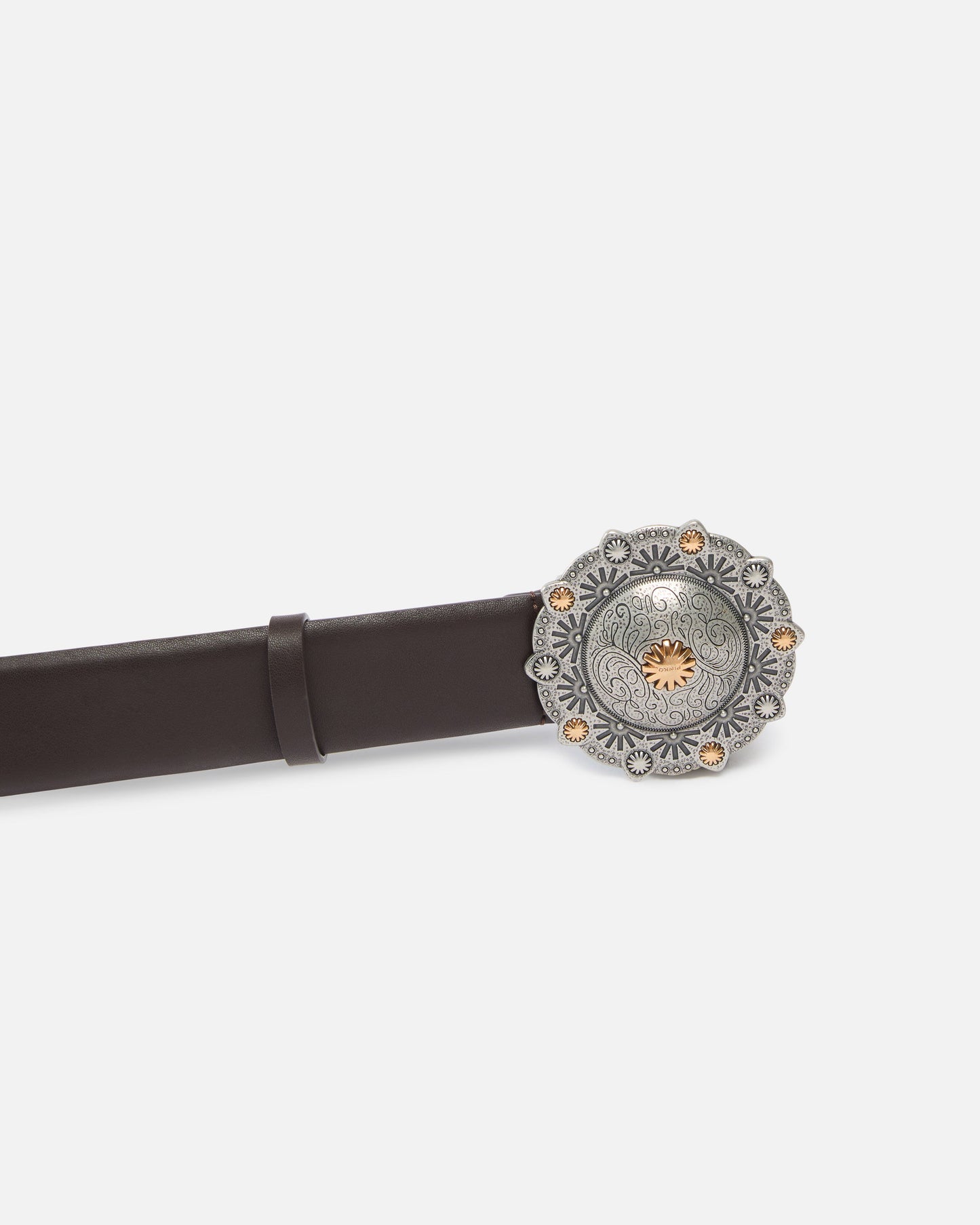 Leather belt with jewel medallion, 4cm