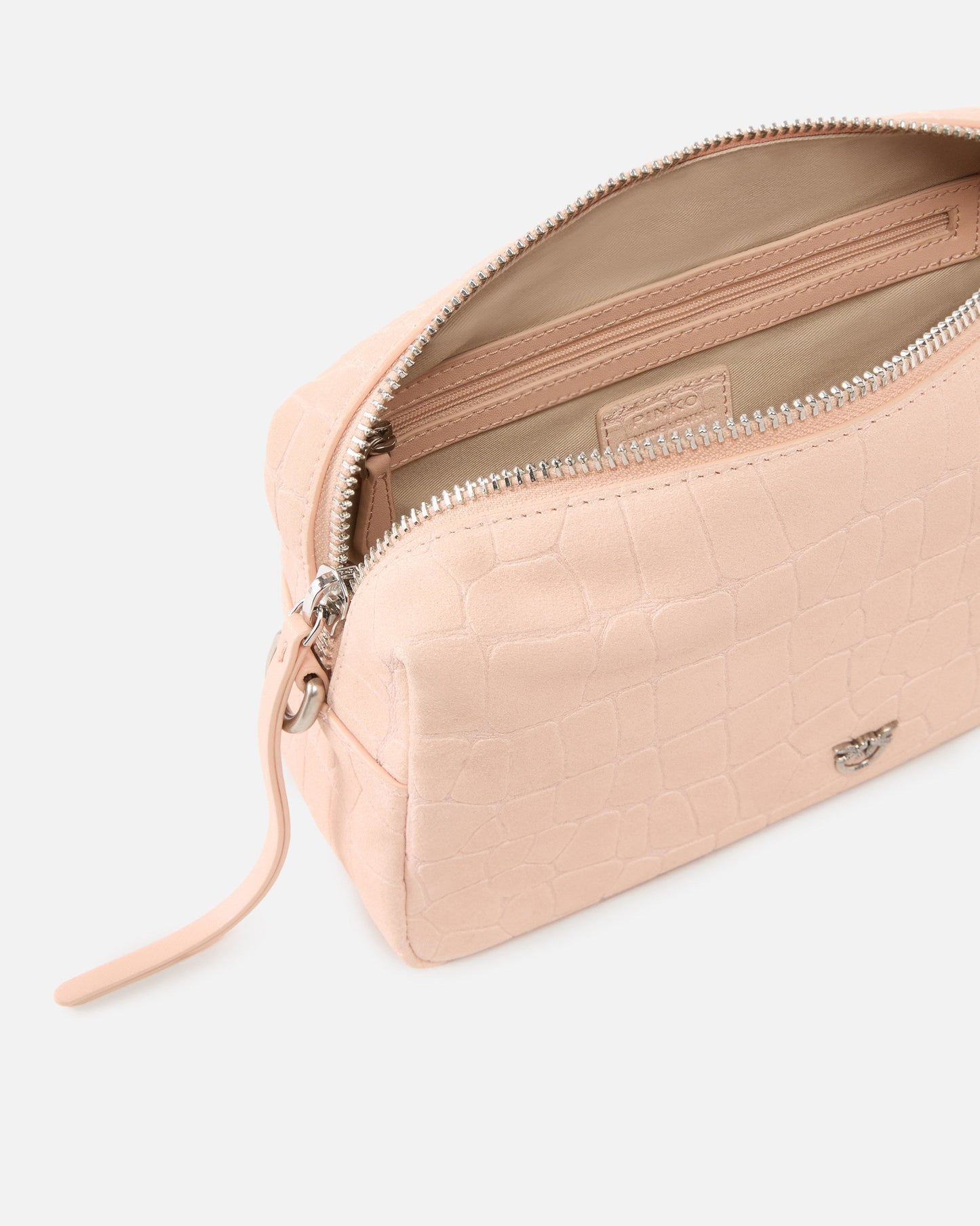 Medium crossbody bowler bag in crocodile-print leather