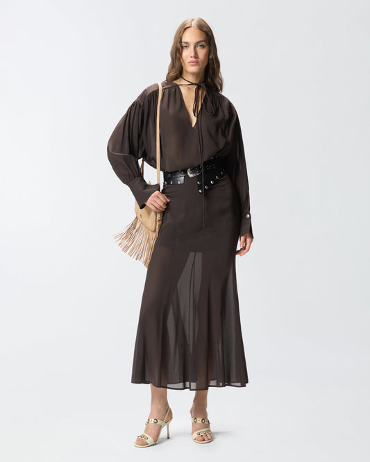 V-neck blouse with gathering