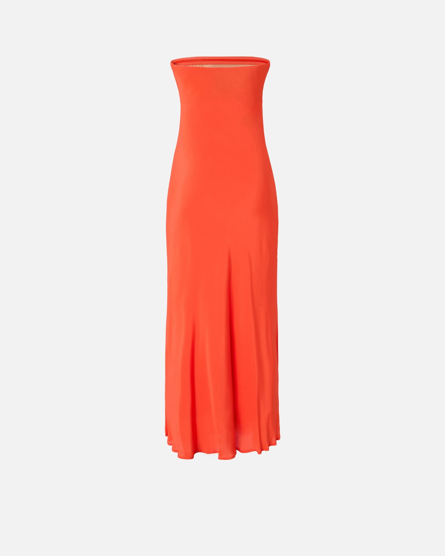 Long bandeau dress in viscose and silk crêpe de chine