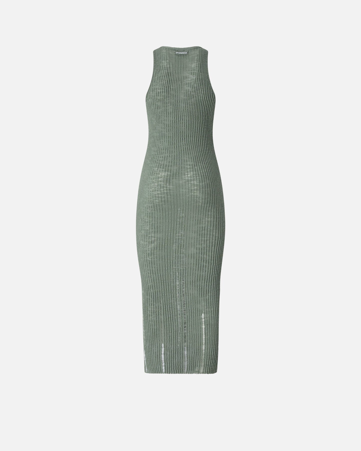 Ribbed slim-fit midi dress with rips
