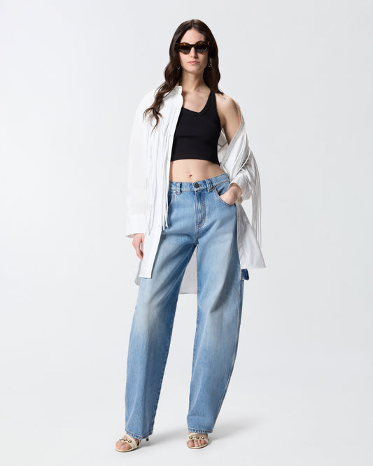 Cropped vest top with asymmetric neckline