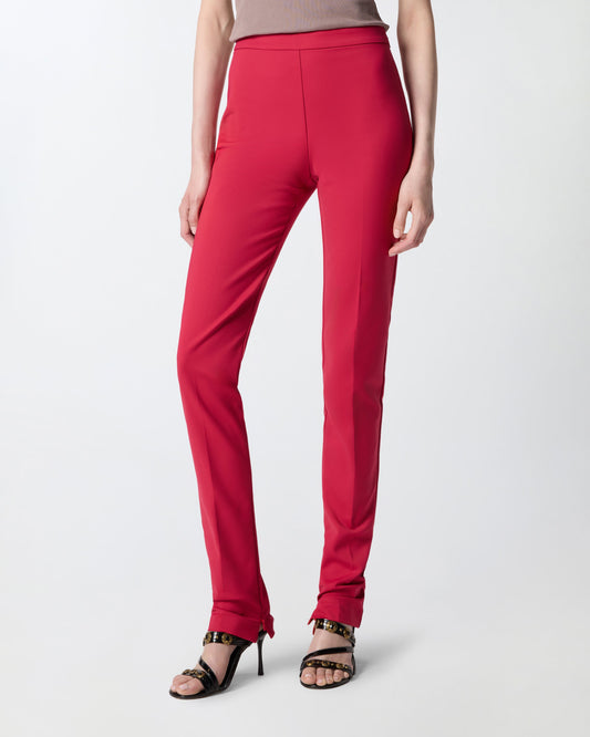 Satin trousers with adjustable hem slit detail