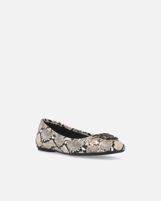 Ballerinas with python print and Love Birds logo
