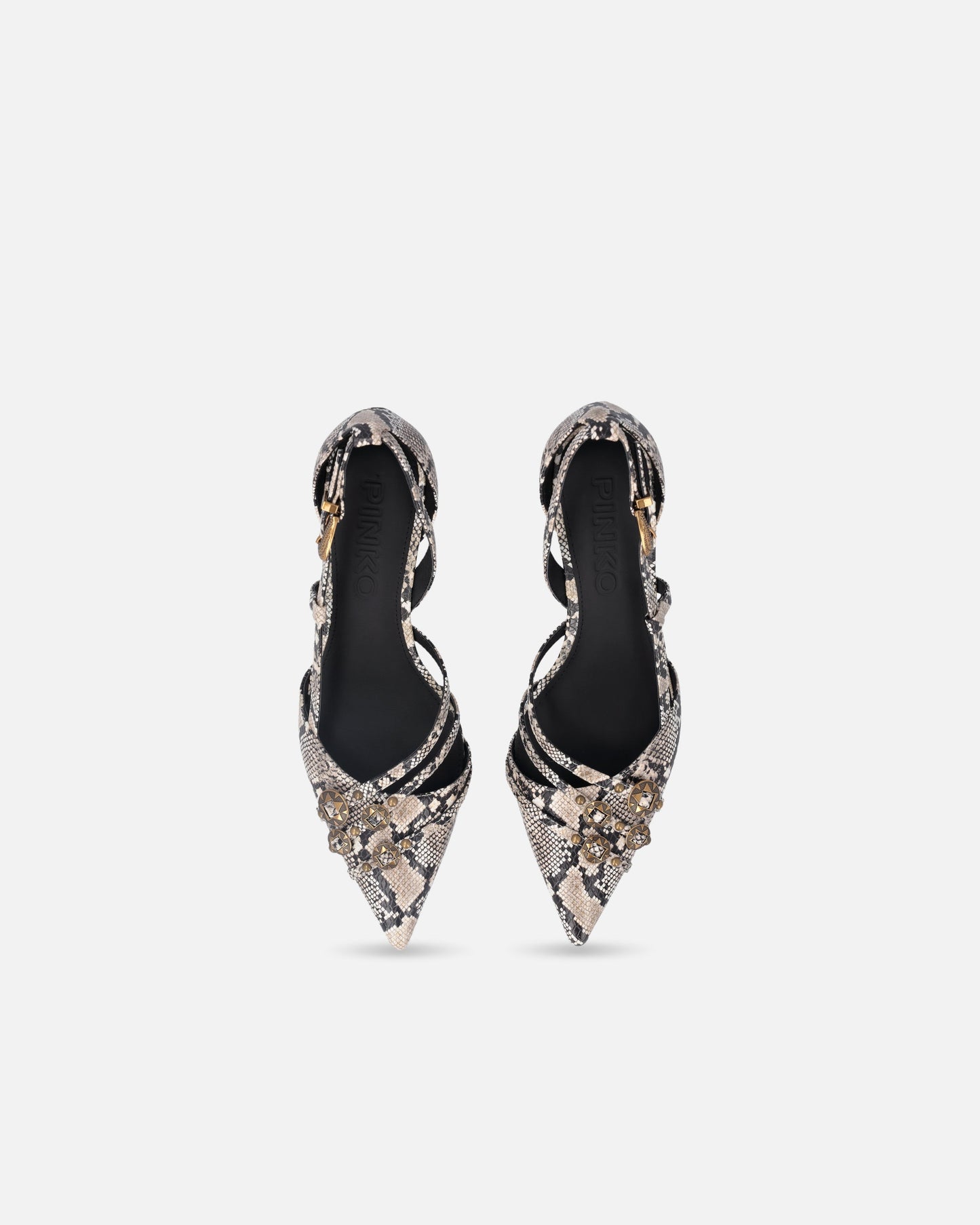 Pumps with python print and jewel studs