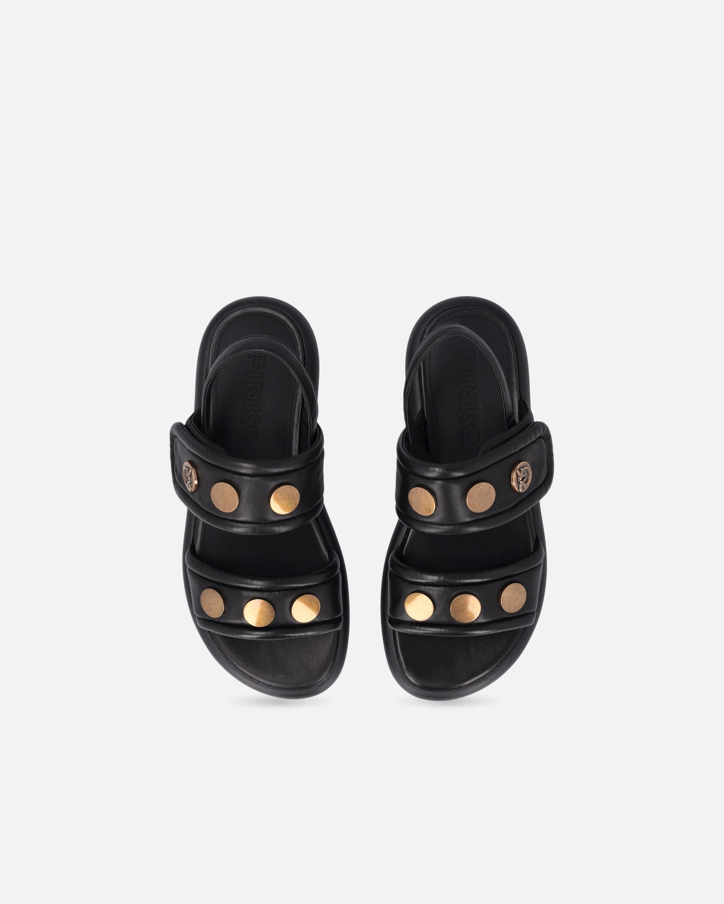 Padded nappa leather sandals with metallic details