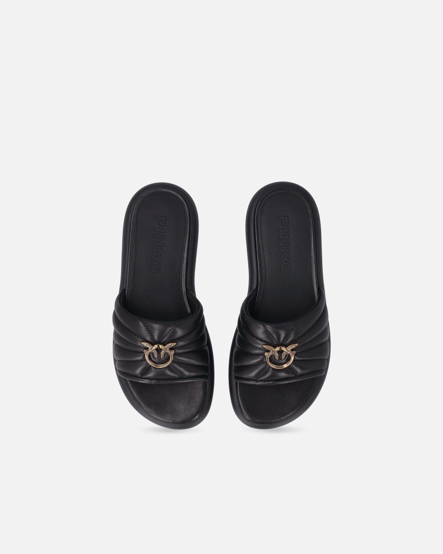 Perforated nappa leather slip-on sandals with Love Birds logo