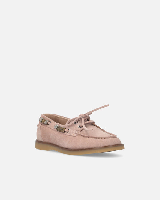Suede moccasins with jewel details