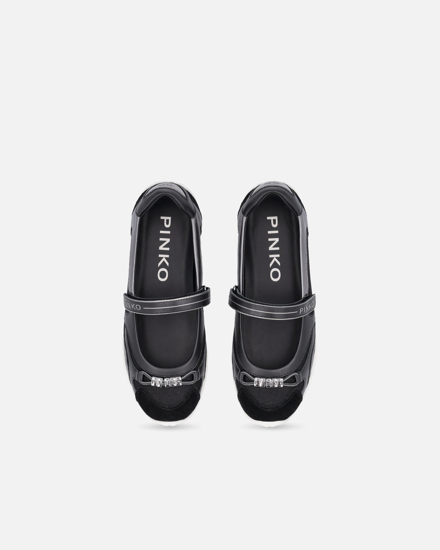 Sporty ballet flats with inserts and logo lettering