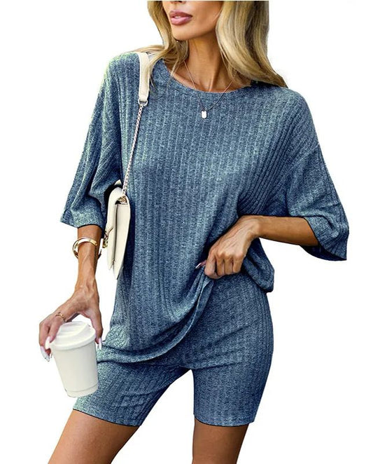 Geripptes Loungewear-Set (Zweiteiler) für Damen (2 kaufen, kostenloser Versand)
