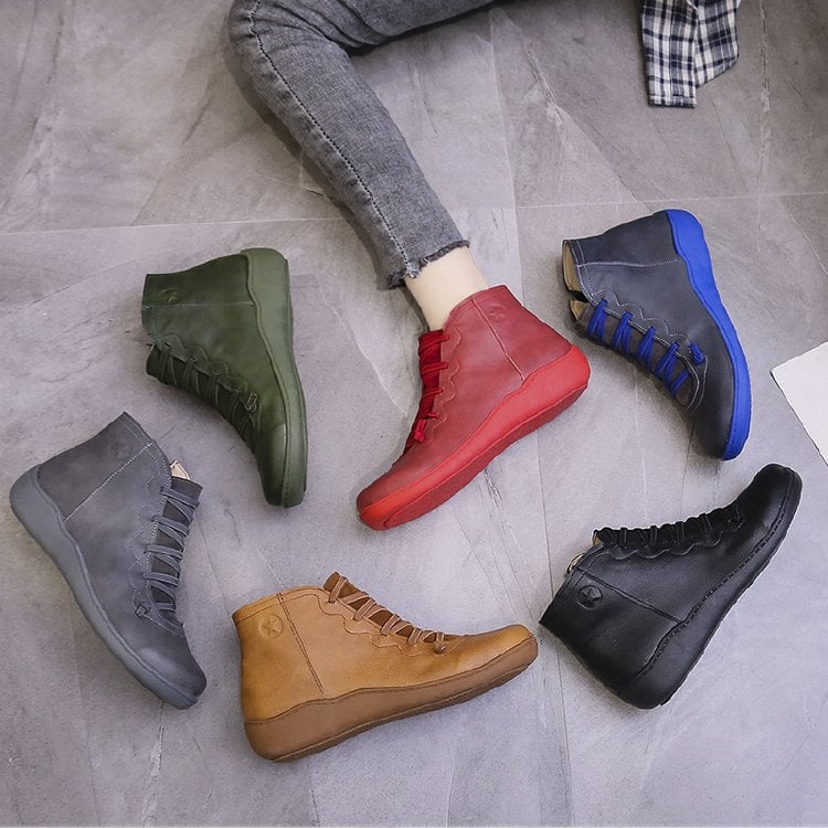 🔥Hot Sale 49% Rabatt🔥 - Bequeme handgefertigte Lederstiefel mit Fußgewölbestütze