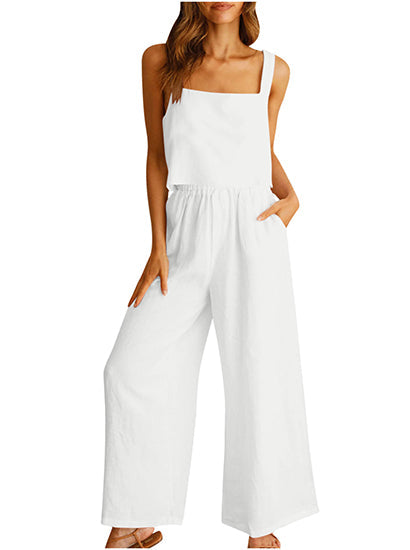Lounge-Set mit weitem Bein und Tanktop mit eckigem Ausschnitt