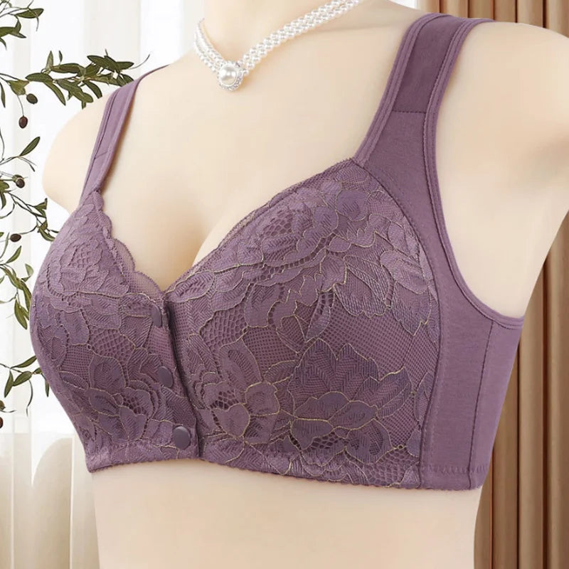✨Letzter Tag: 1 kaufen, 1 gratis erhalten!✨ Spitzen-BH mit Blumenmuster und Vorderverschluss