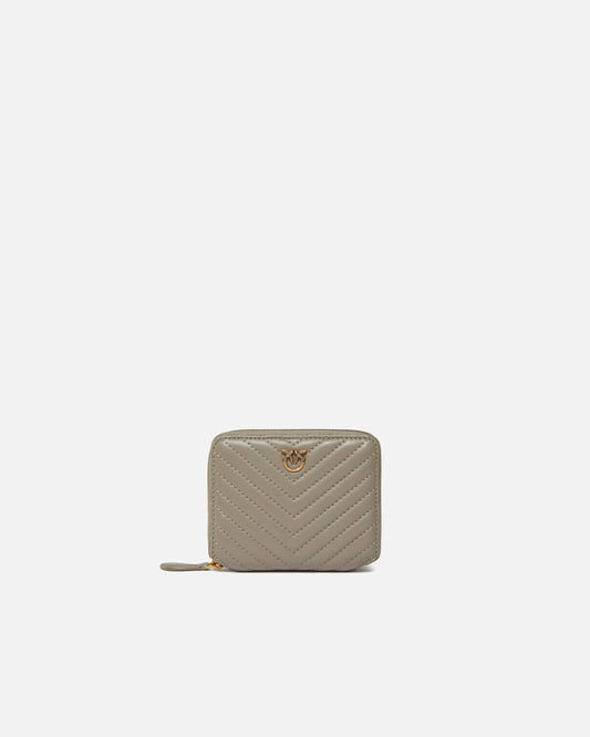 Square quilted nappa leather zip-around purse
