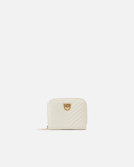 Square quilted nappa leather zip-around purse