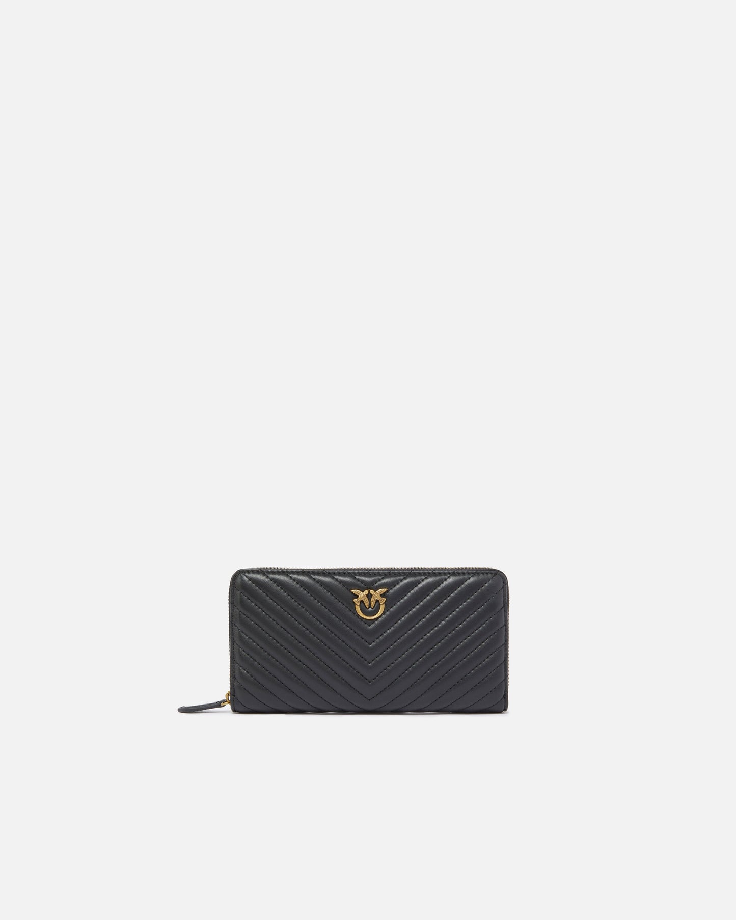 Zip-around wallet in chevron-patterned nappa leather