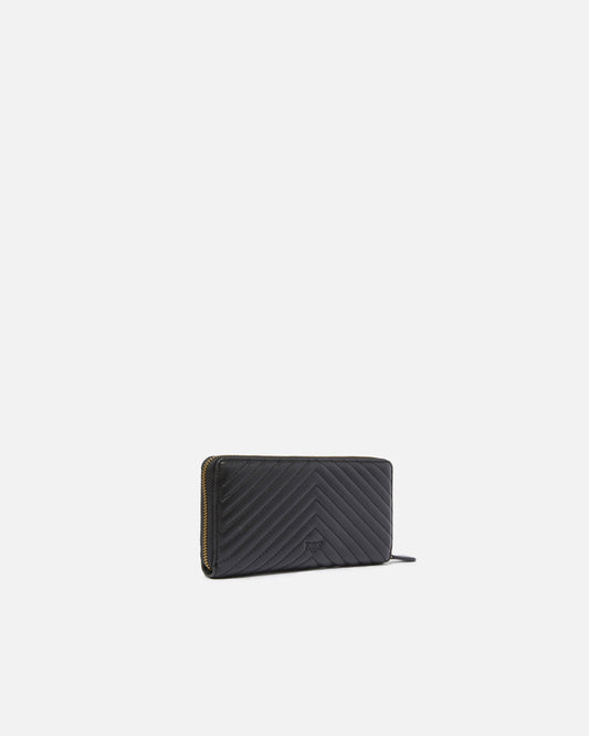 Zip-around wallet in chevron-patterned nappa leather