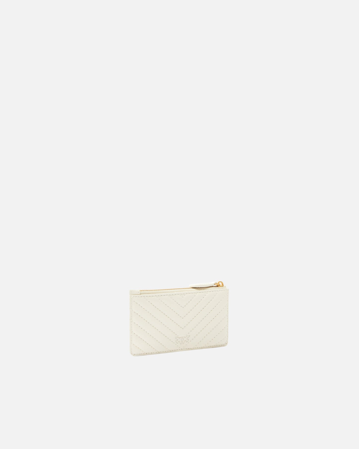 Zipped chevron-patterned card holder