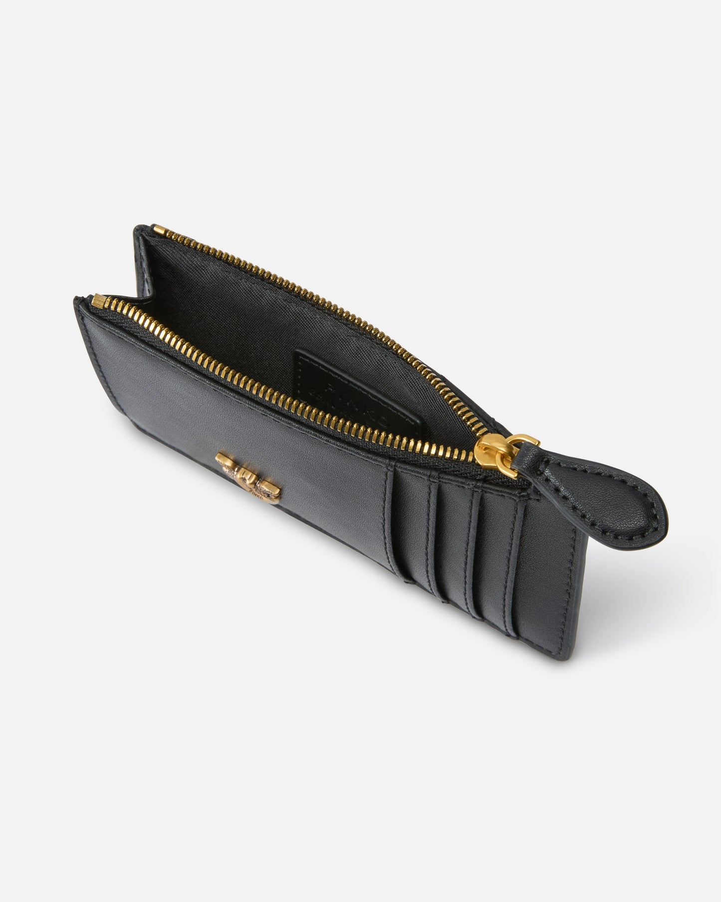 Zipped chevron-patterned card holder