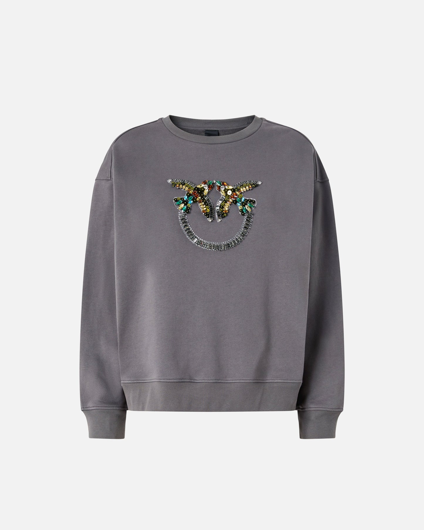 Sweatshirt with Love Birds jewel maxi embroidery