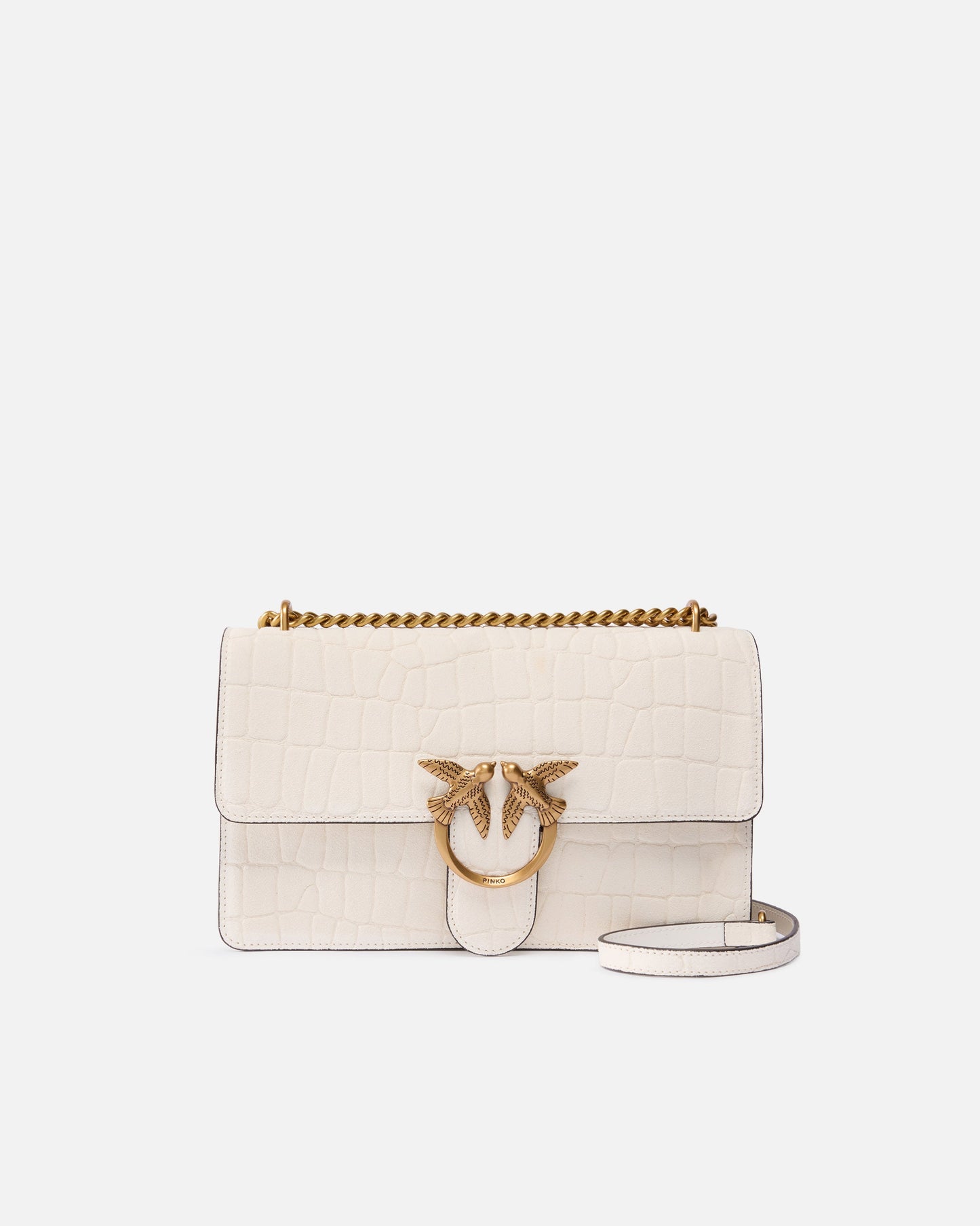 Love Bag One medium crossbody bag in crocodile-print leather