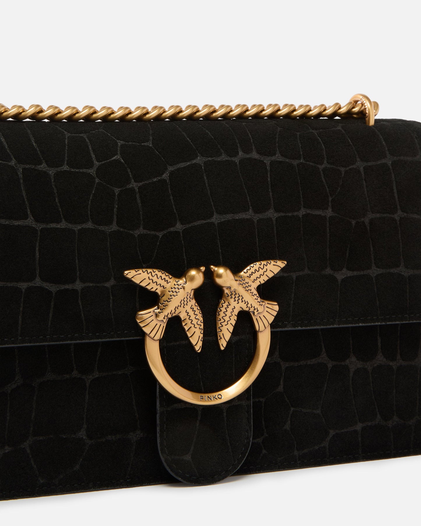Love Bag One medium crossbody bag in crocodile-print leather