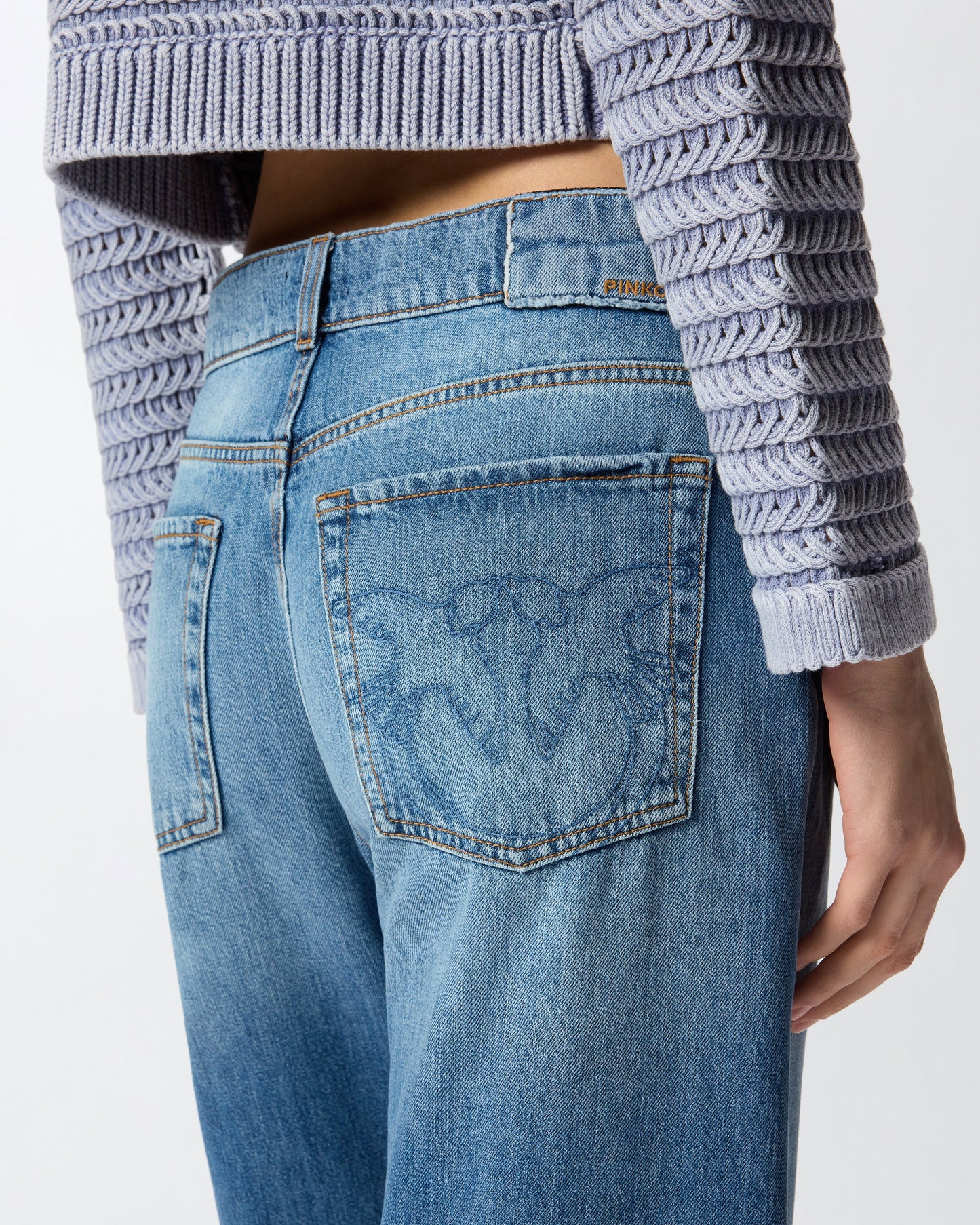 Wide-leg jeans with fading