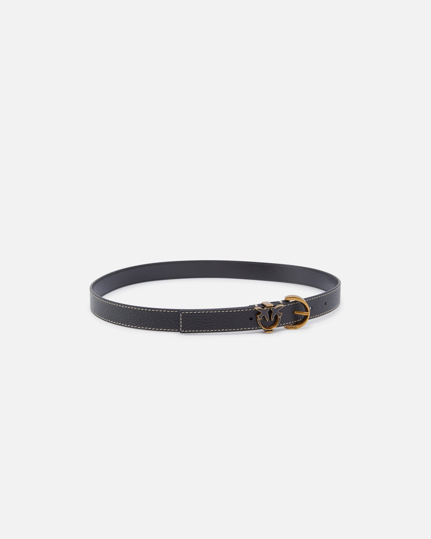 Tumbled leather belt with Love Birds detail, 2.5 cm