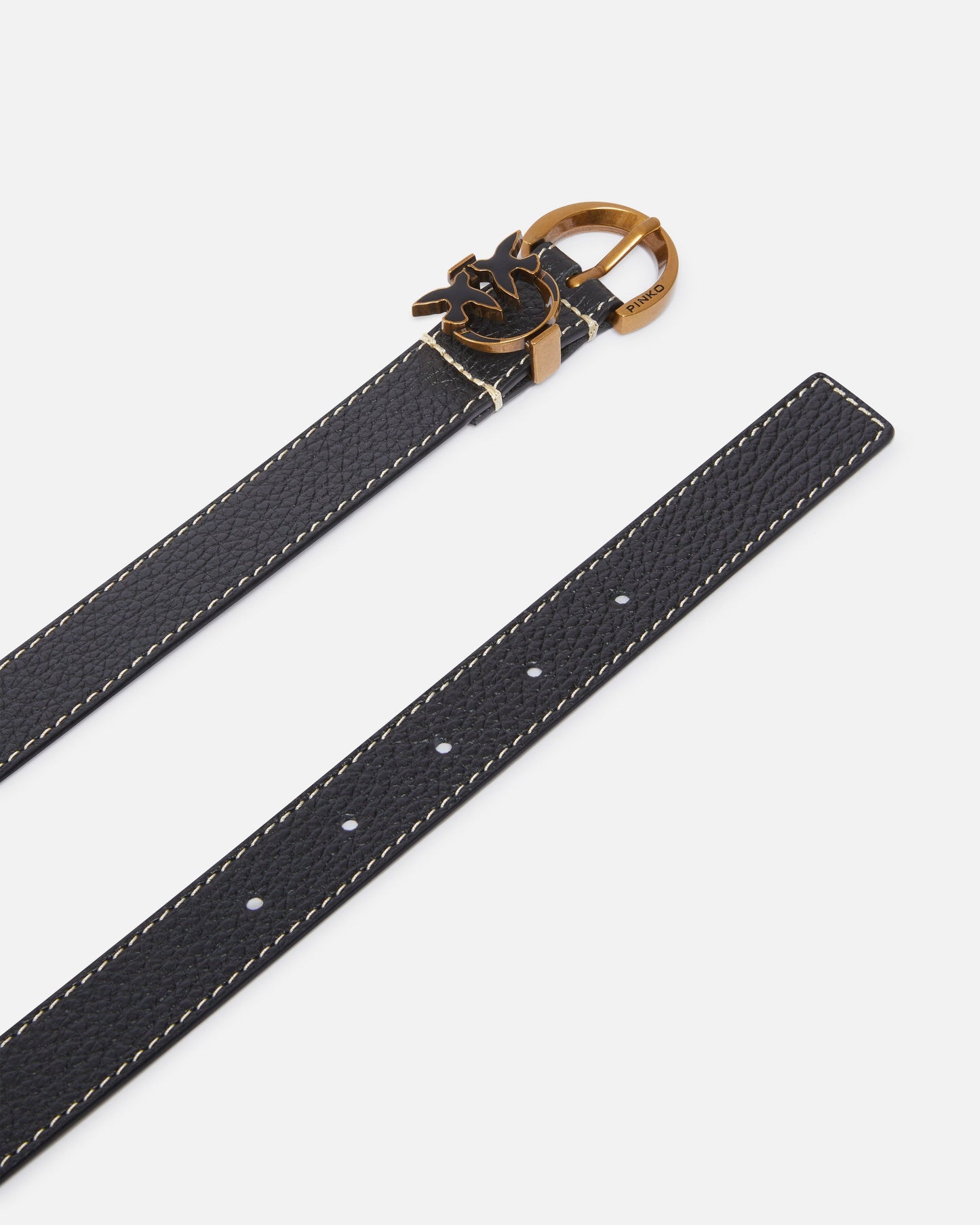 Tumbled leather belt with Love Birds detail, 2.5 cm