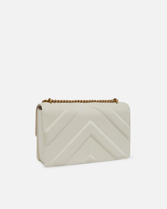 Medium Love Bag pebbled leather crossbody bag with V-shaped pattern and logo