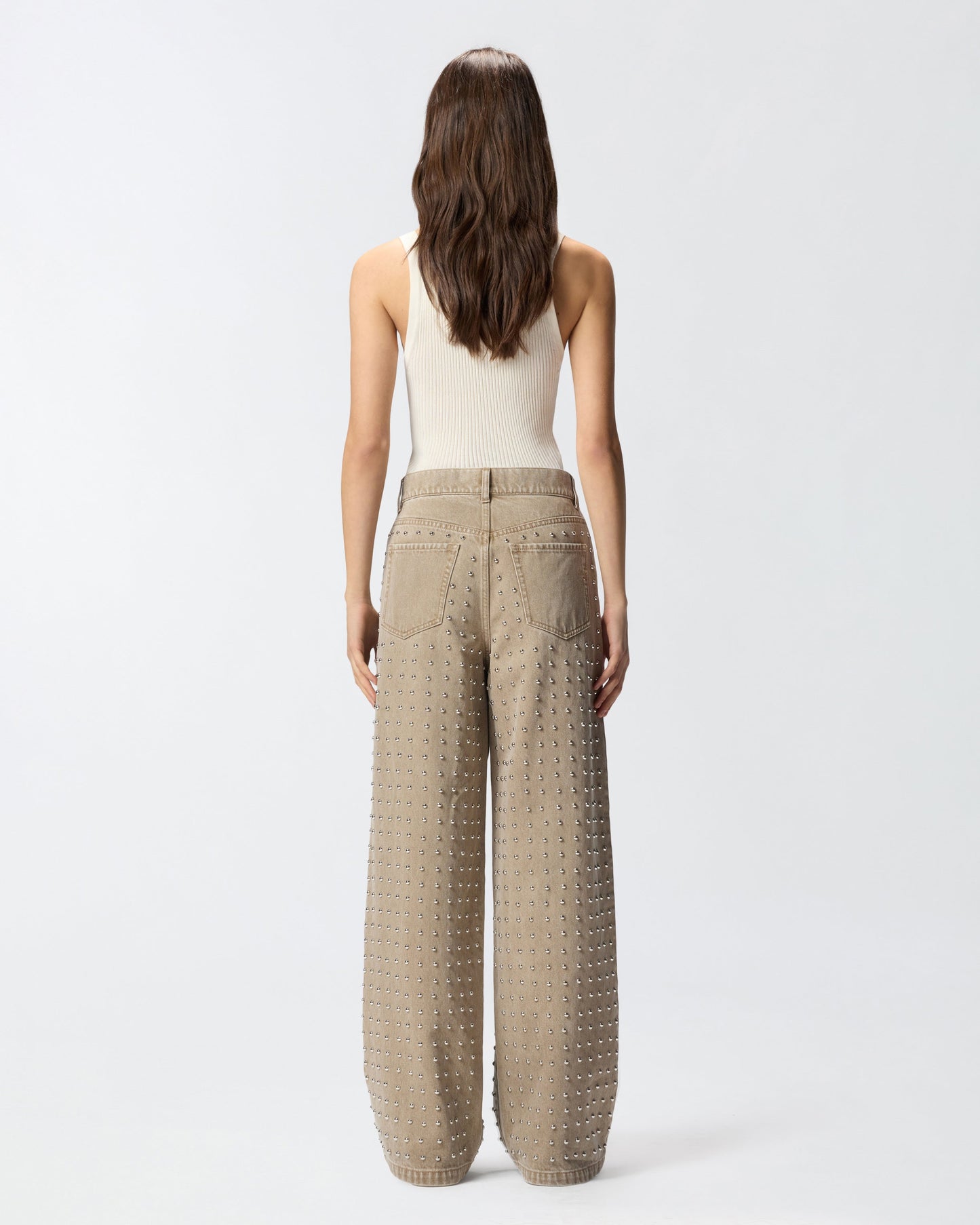 Brown jeans with studs