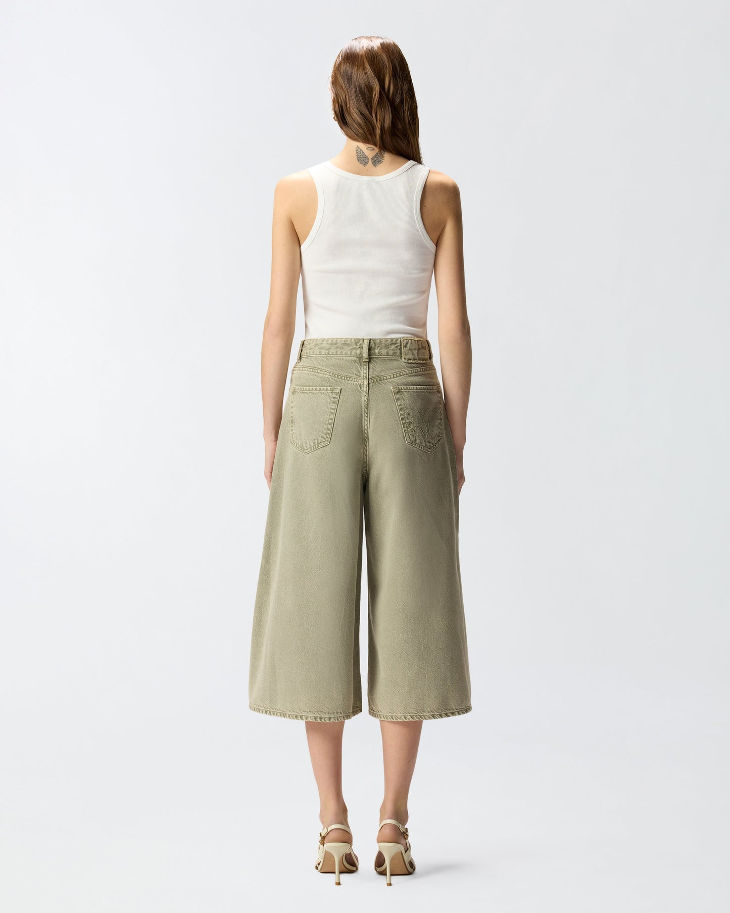Long denim Bermuda shorts