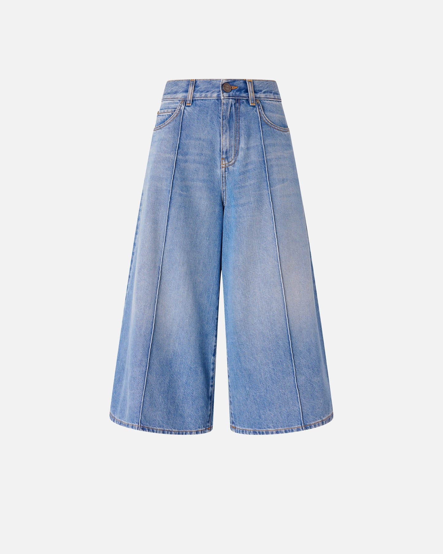 Wide-leg denim Bermuda shorts