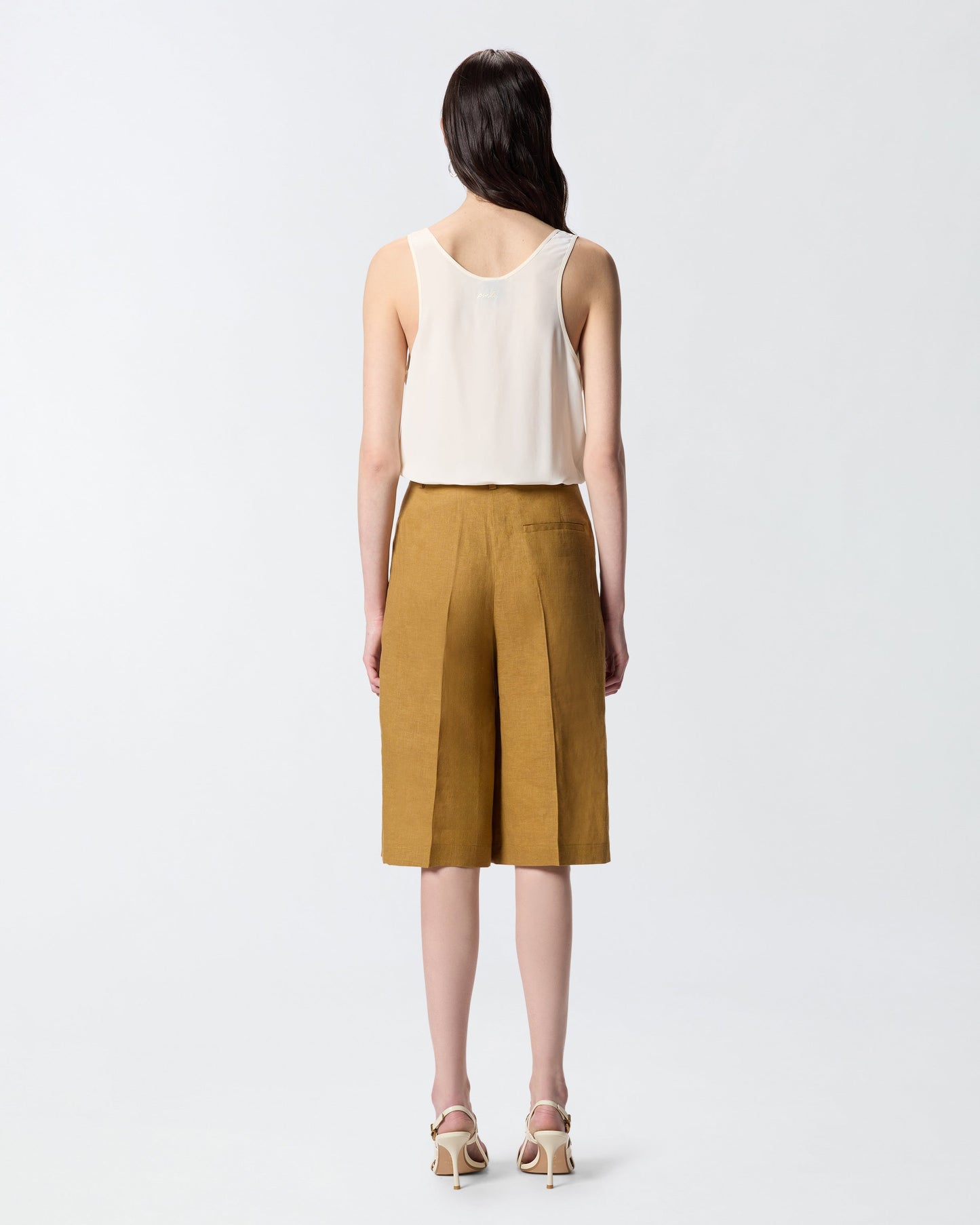 Vest top in sand wash silk