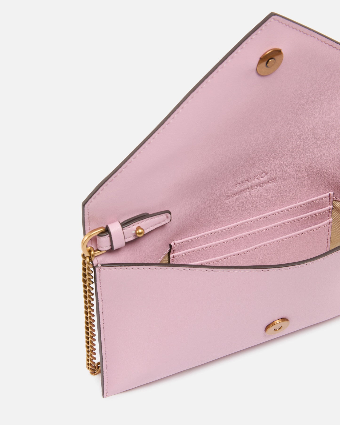 Small smooth leather envelope clutch bag with Love Birds logo