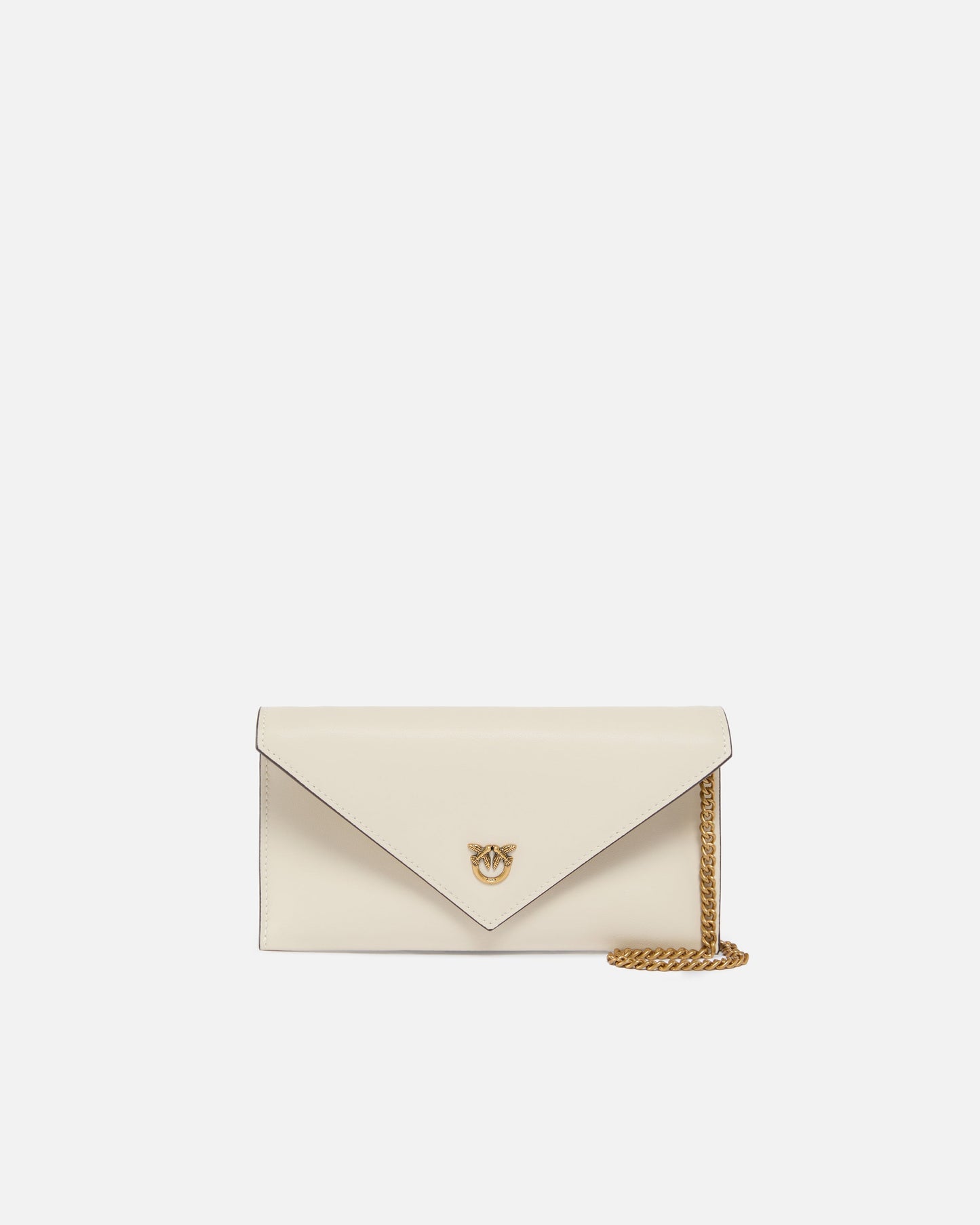 Small smooth leather envelope clutch bag with Love Birds logo