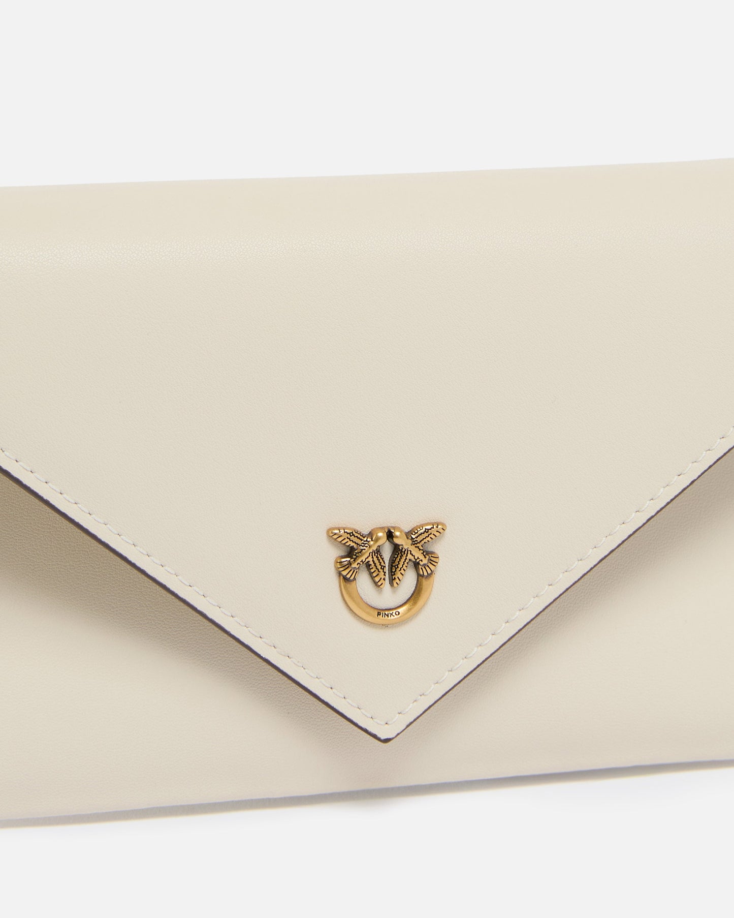 Small smooth leather envelope clutch bag with Love Birds logo