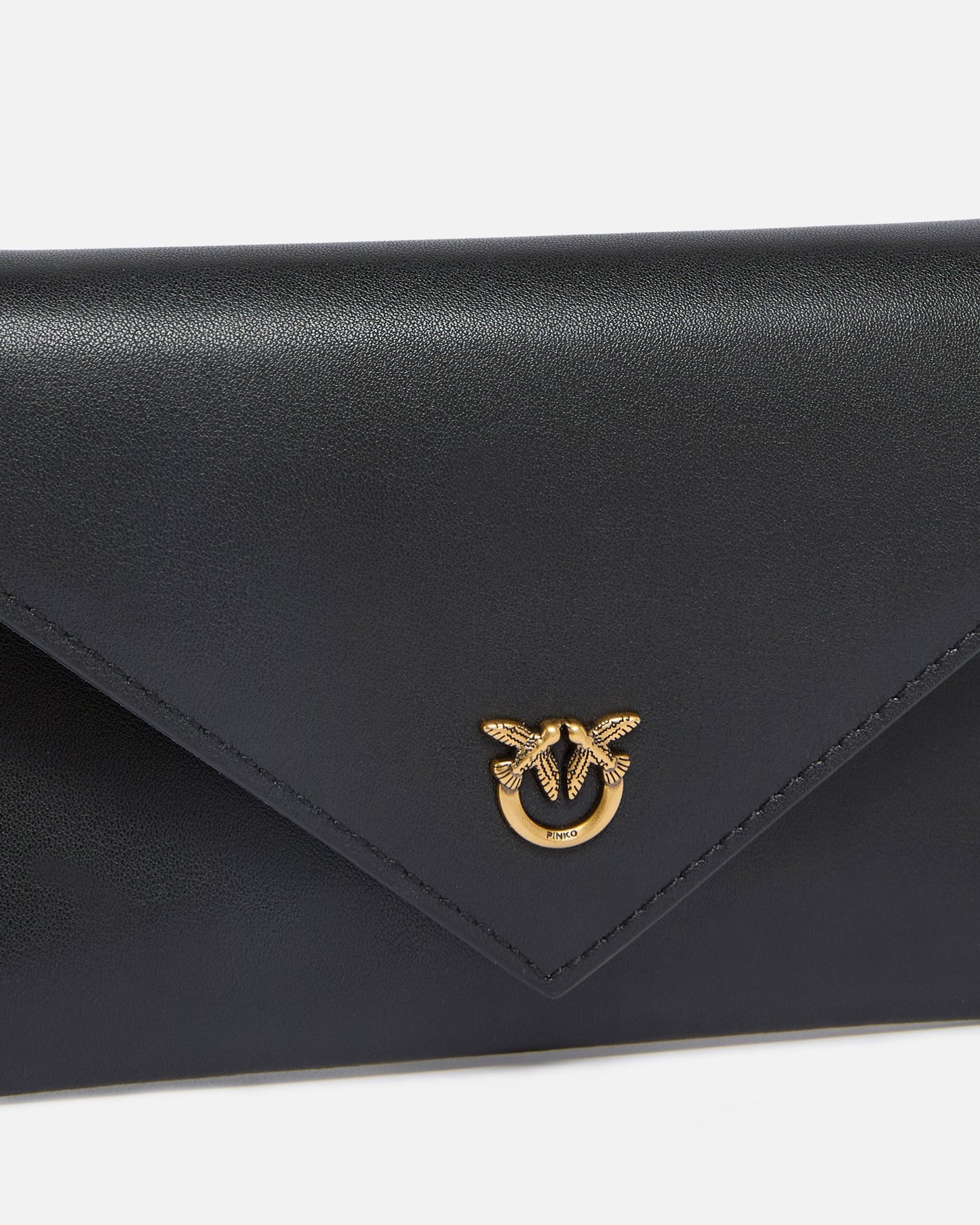 Small smooth leather envelope clutch bag with Love Birds logo